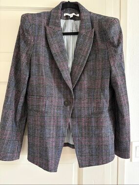 Veronica Beard Brock Plaid Dickey Blazer size 14